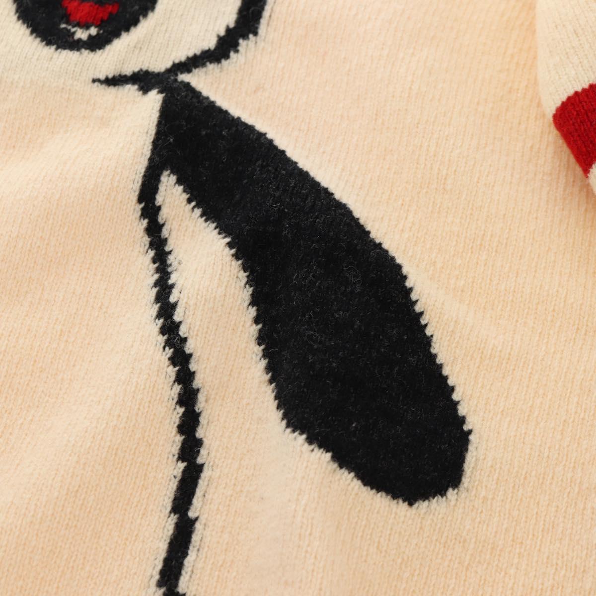 CHANEL Sweater Wool Beige Red black CC Auth 129782M