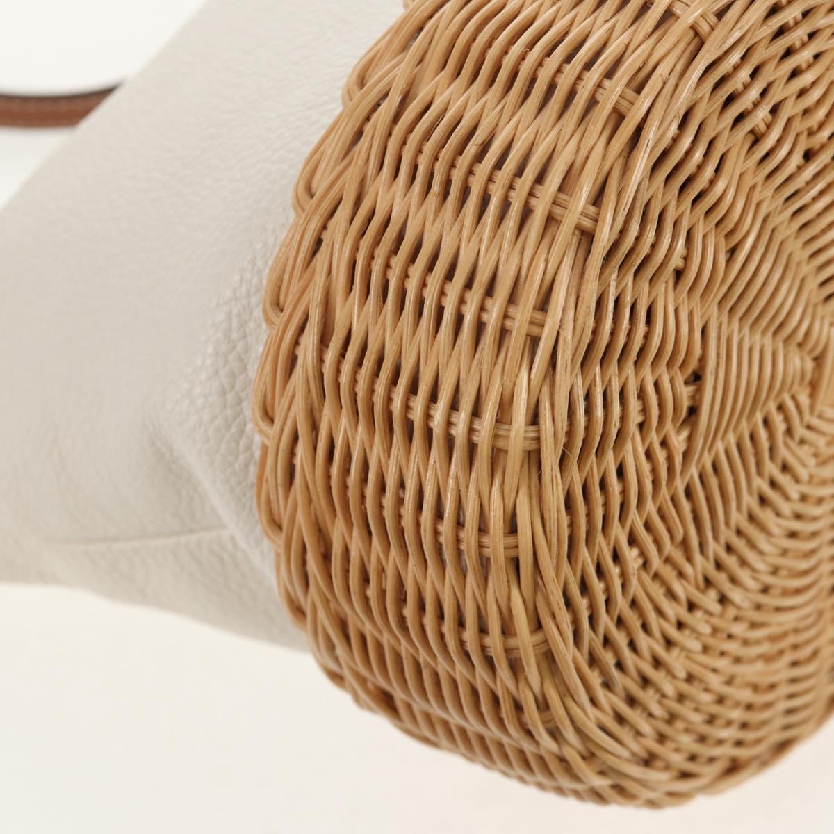 Miu Miu Shoulder Bag Raffia White Gold Auth 129783M