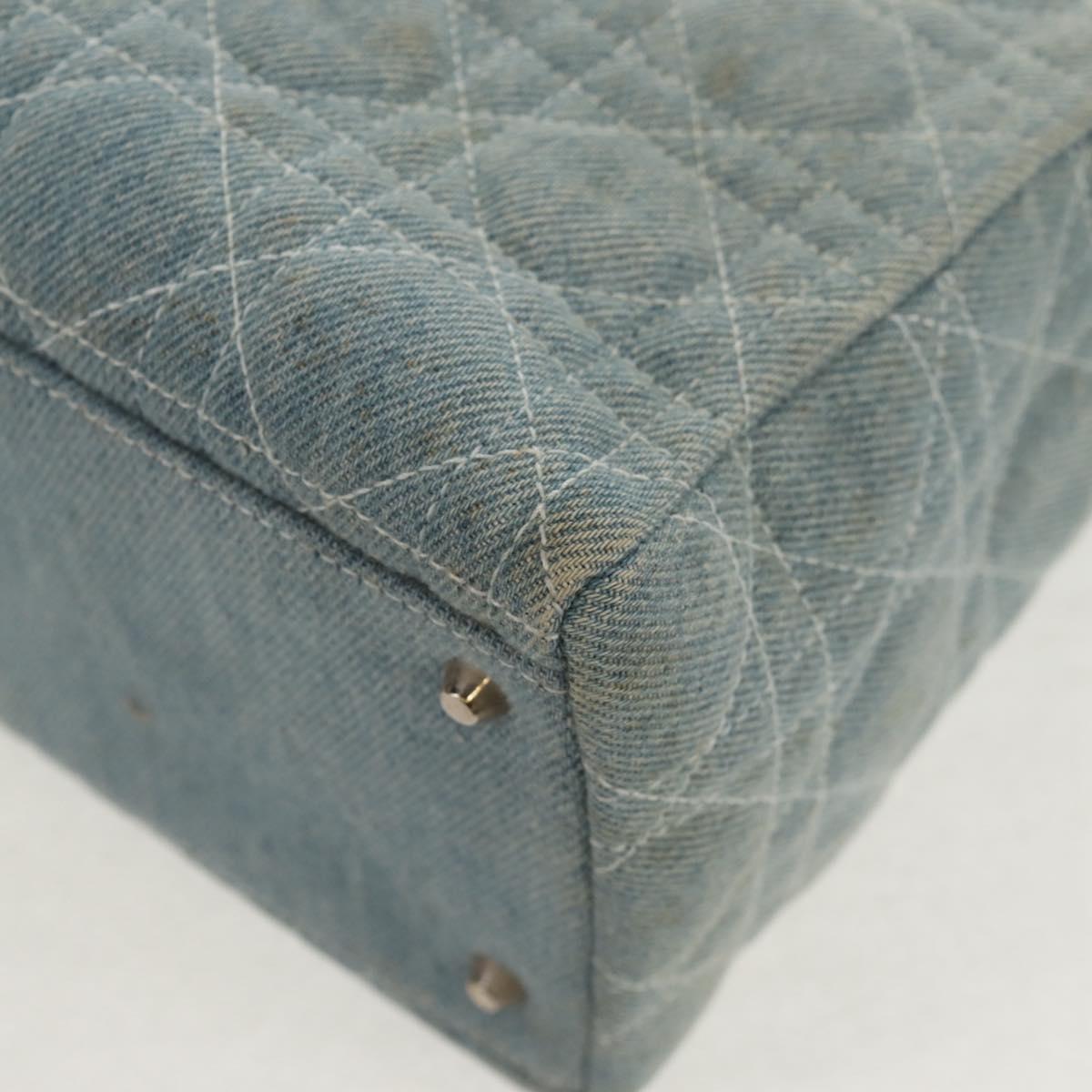 Christian Dior Canage Hand Bag Denim 2way Light Blue Silver Auth 129784V