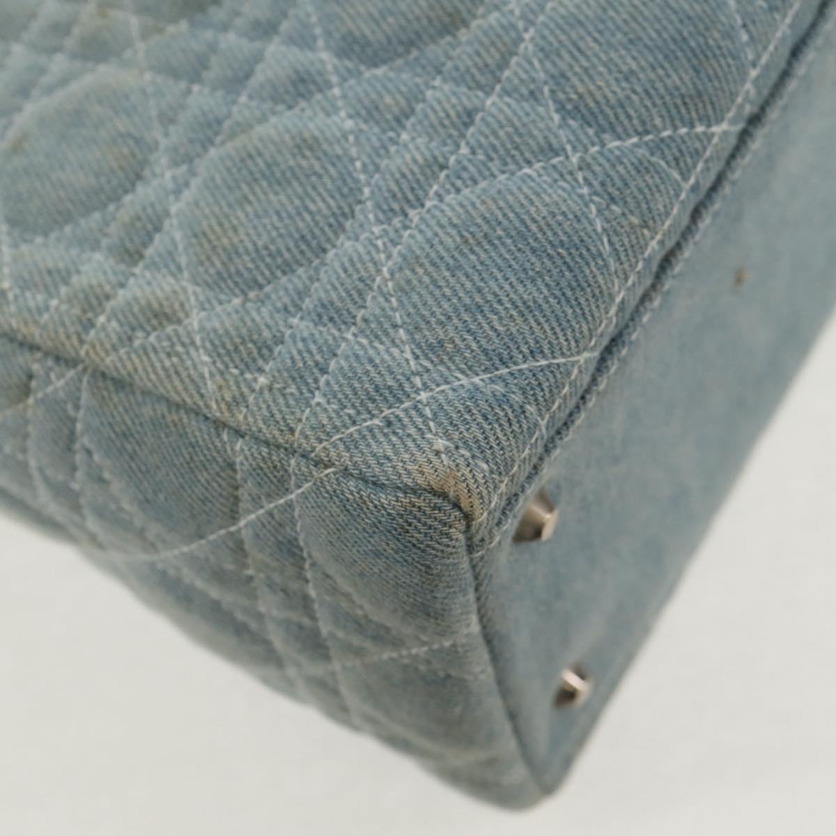 Christian Dior Canage Hand Bag Denim 2way Light Blue Silver Auth 129784V