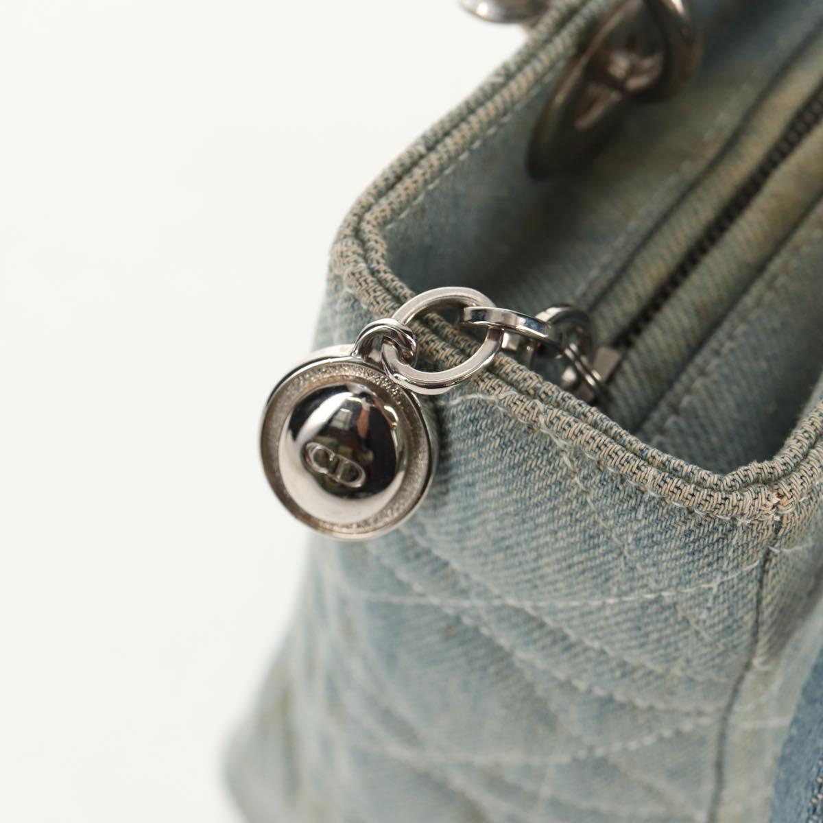 Christian Dior Canage Hand Bag Denim 2way Light Blue Silver Auth 129784V