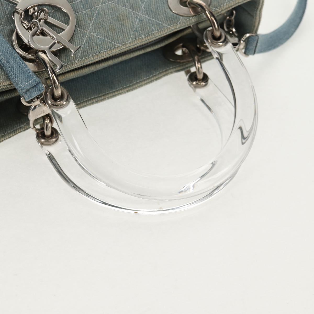 Christian Dior Canage Hand Bag Denim 2way Light Blue Silver Auth 129784V