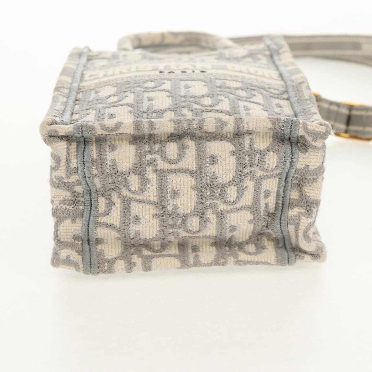 Christian Dior Oblique Book Tote Shoulder Bag Canvas Gray Gold Auth 129785M