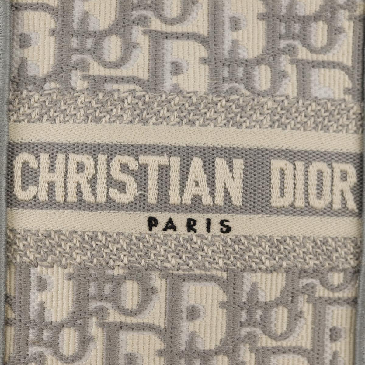 Christian Dior Oblique Book Tote Shoulder Bag Canvas Gray Gold Auth 129785M
