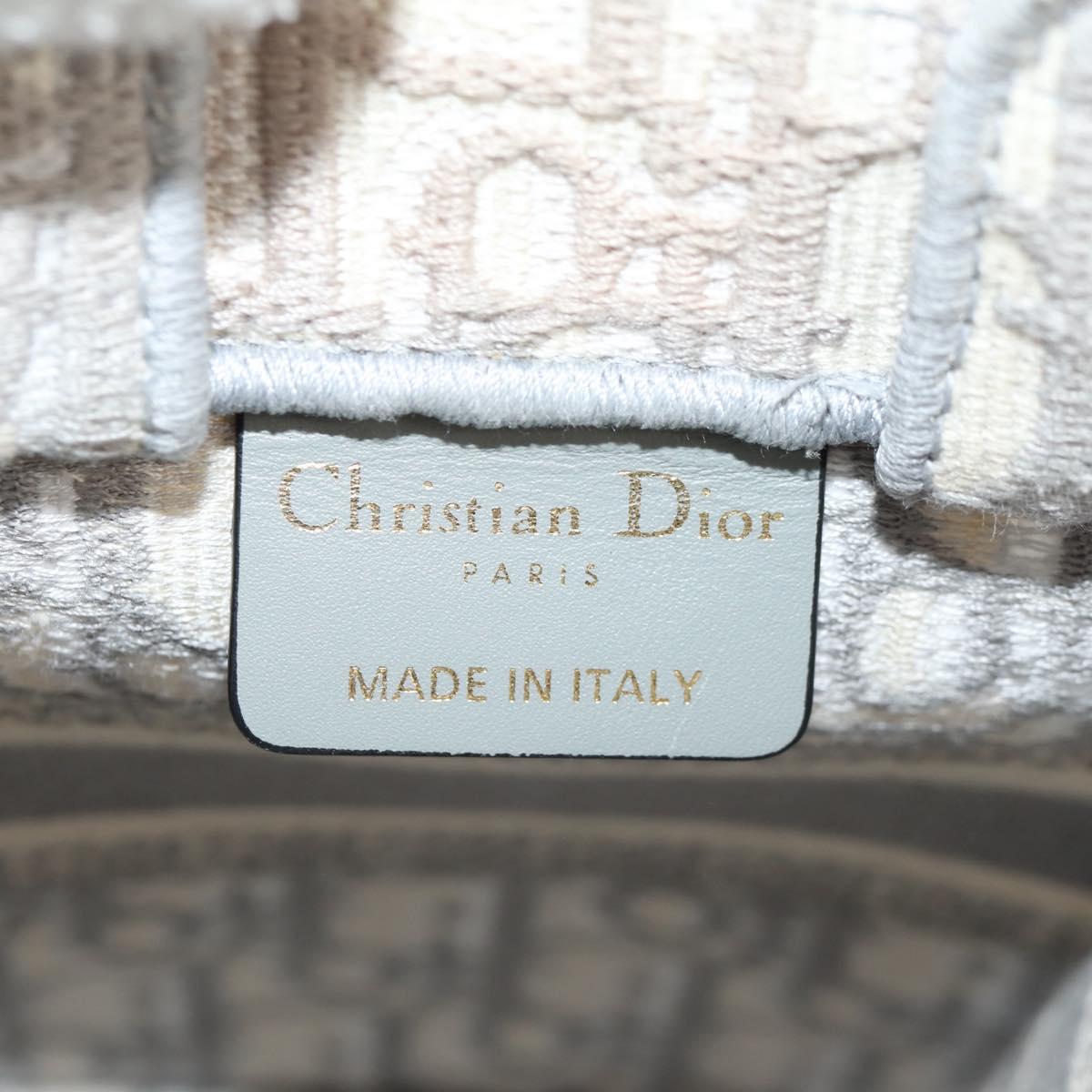 Christian Dior Oblique Book Tote Shoulder Bag Canvas Gray Gold Auth 129785M