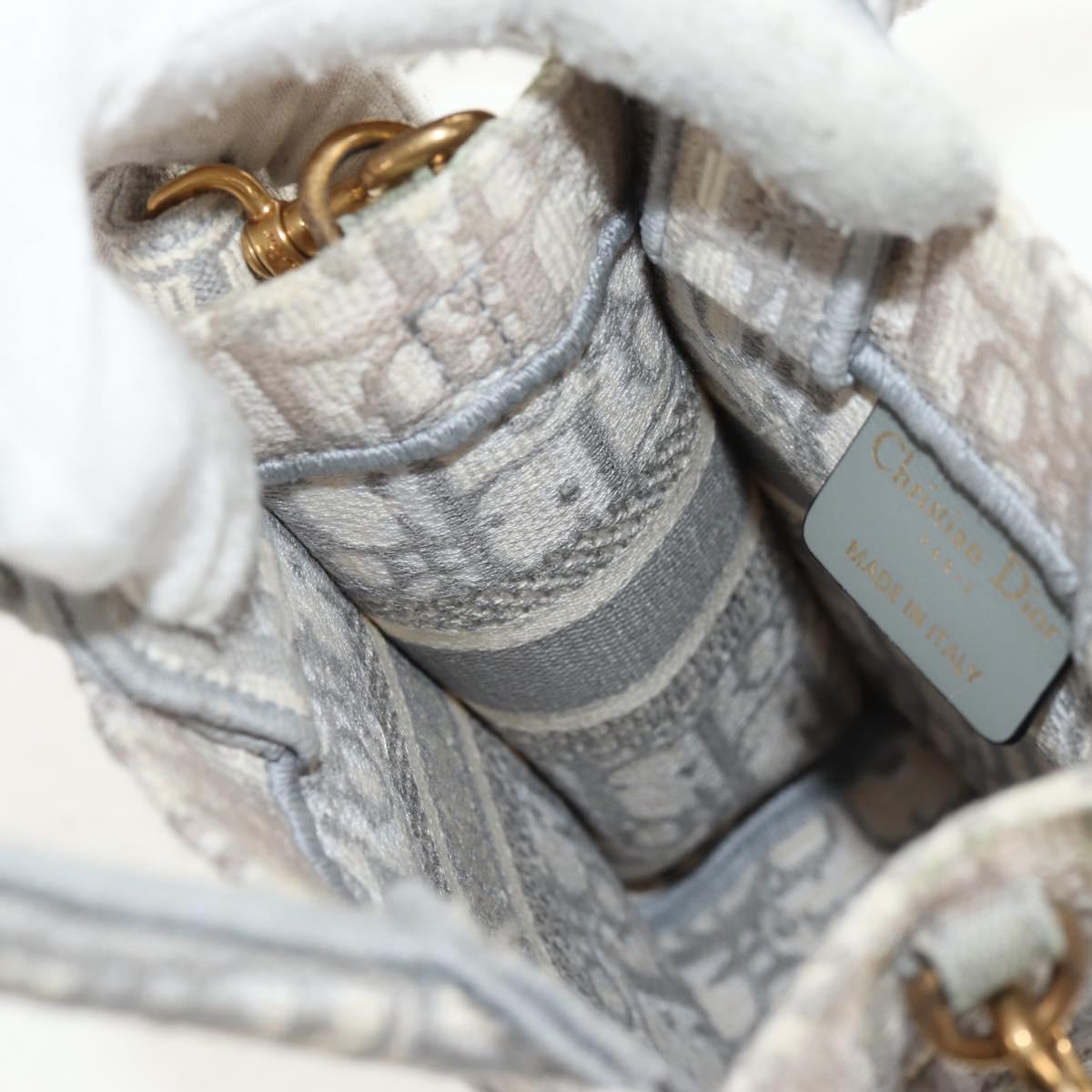 Christian Dior Oblique Book Tote Shoulder Bag Canvas Gray Gold Auth 129785M