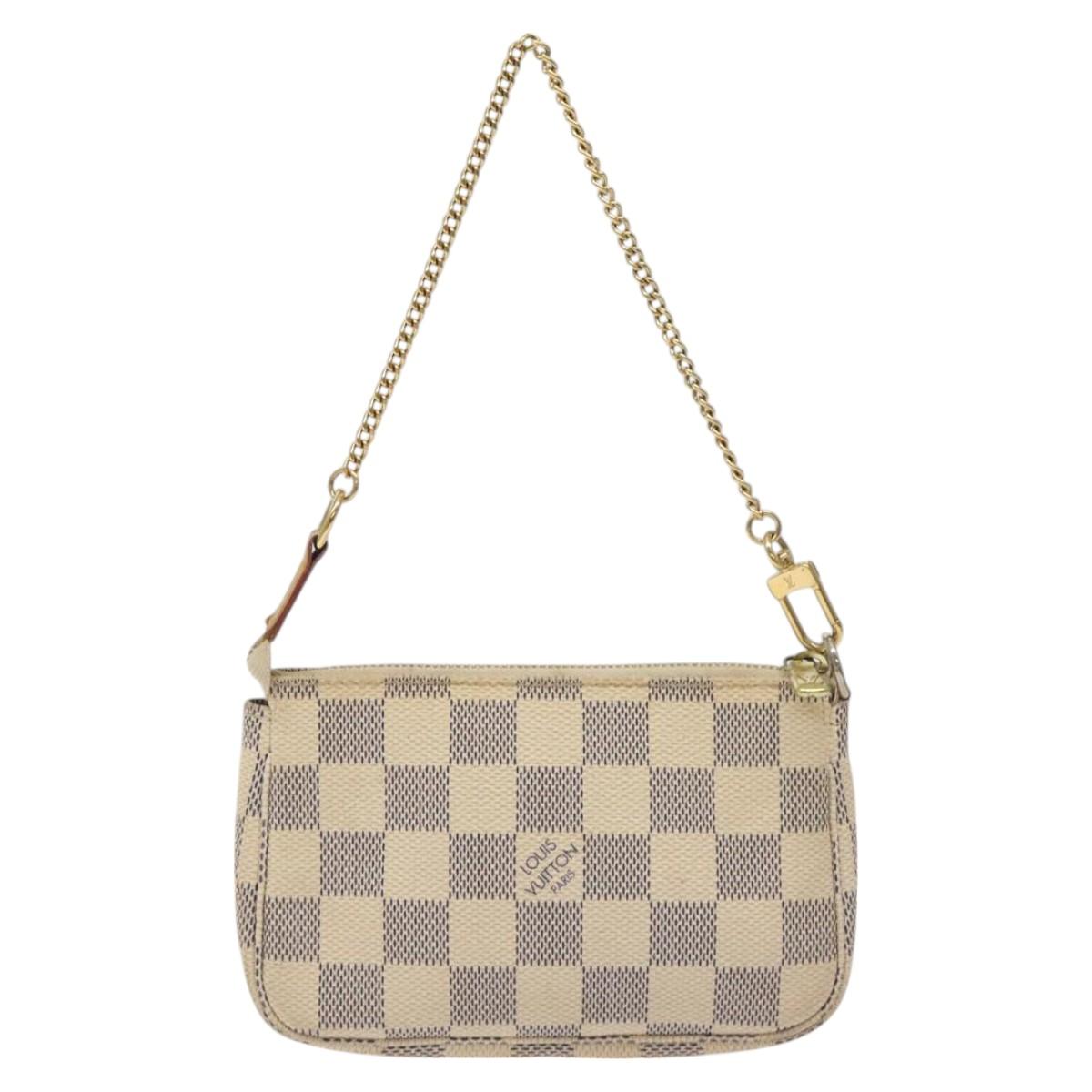 LOUIS VUITTON Damier Azur Mini Pochette Accessoires Pouch N63005 Auth 129806