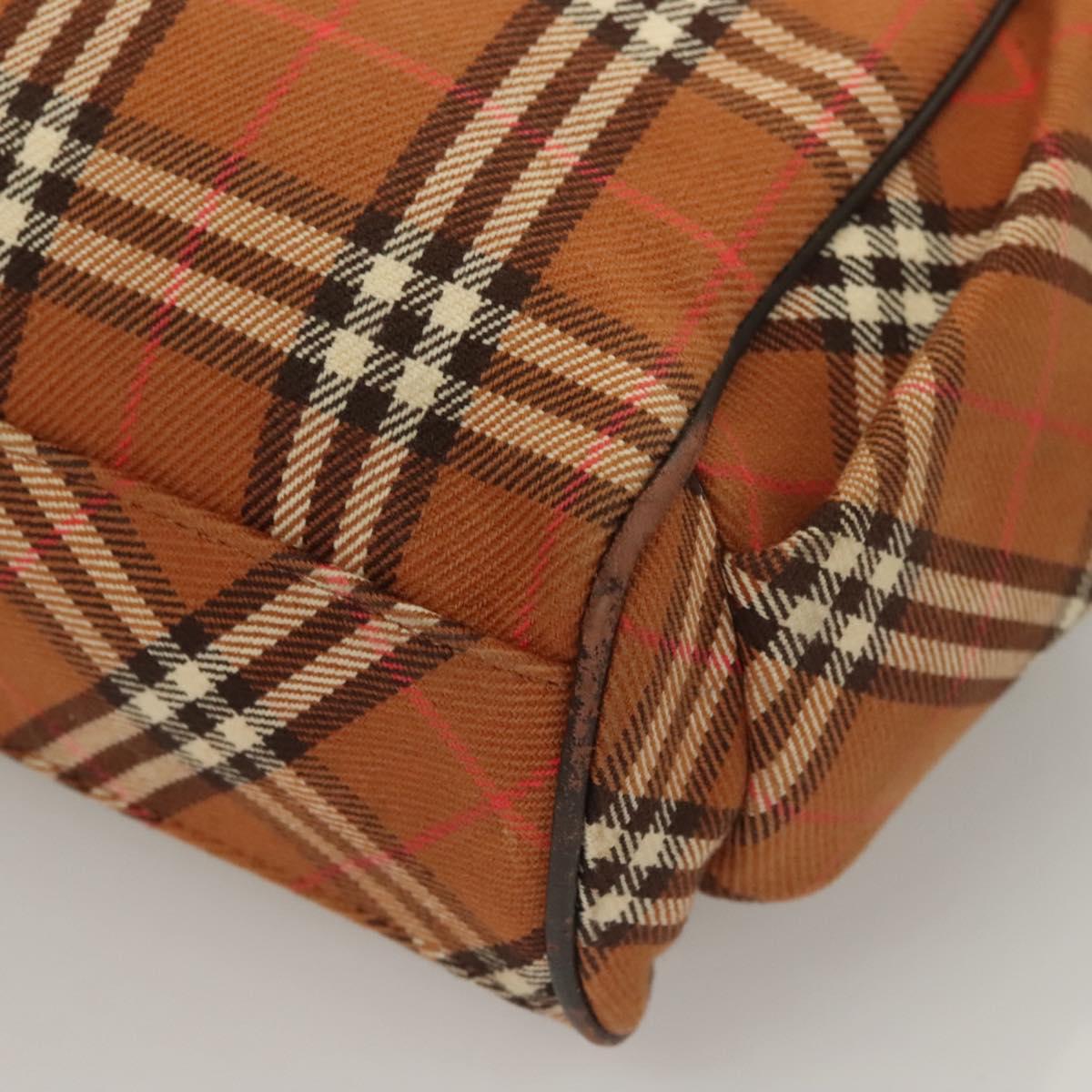 BURBERRY Nova Check Blue Label Tote Bag Canvas Brown Silver Auth 129810