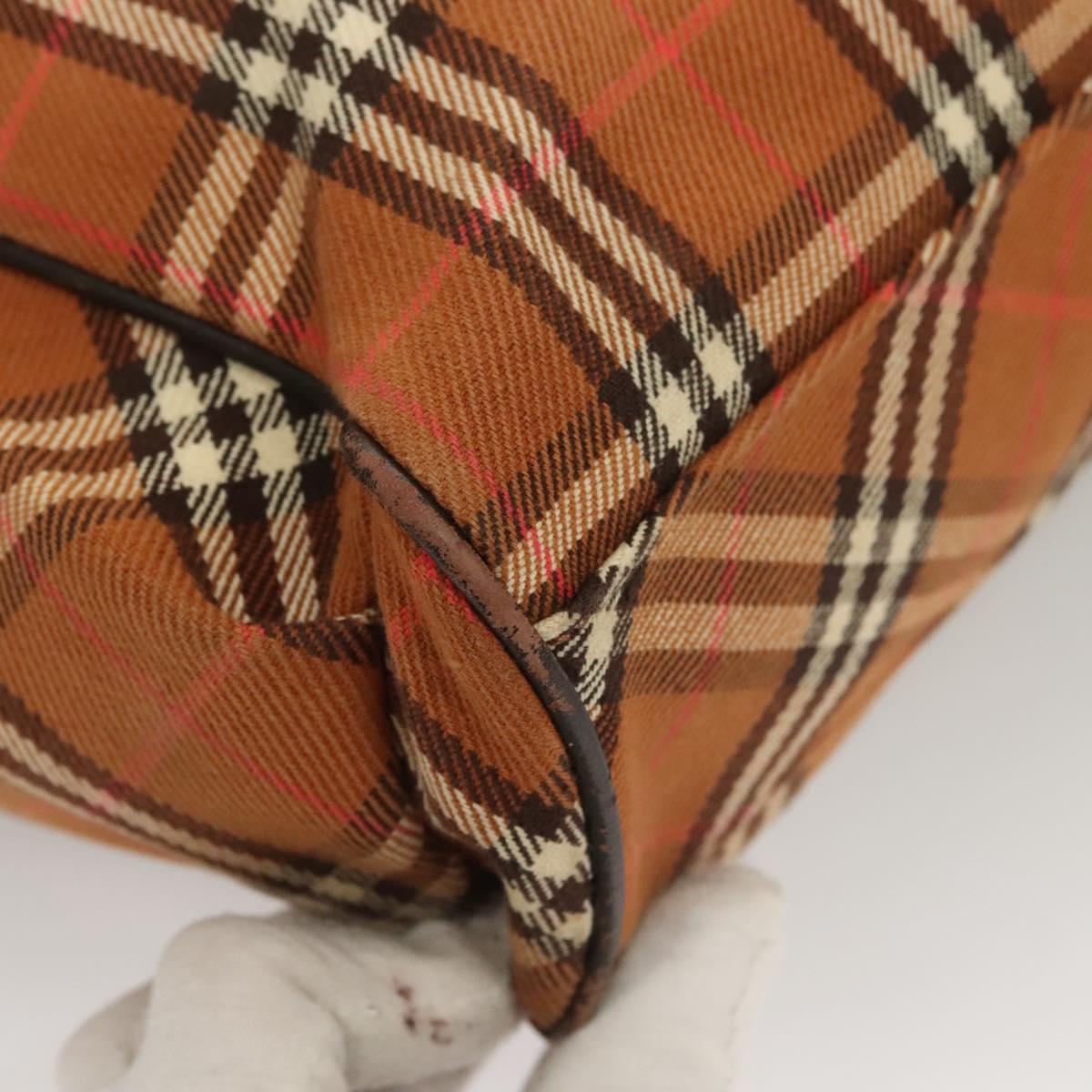 BURBERRY Nova Check Blue Label Tote Bag Canvas Brown Silver Auth 129810