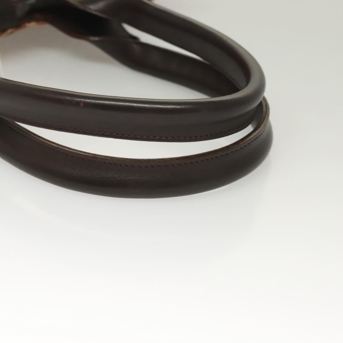 BURBERRY Nova Check Blue Label Tote Bag Canvas Brown Silver Auth 129810