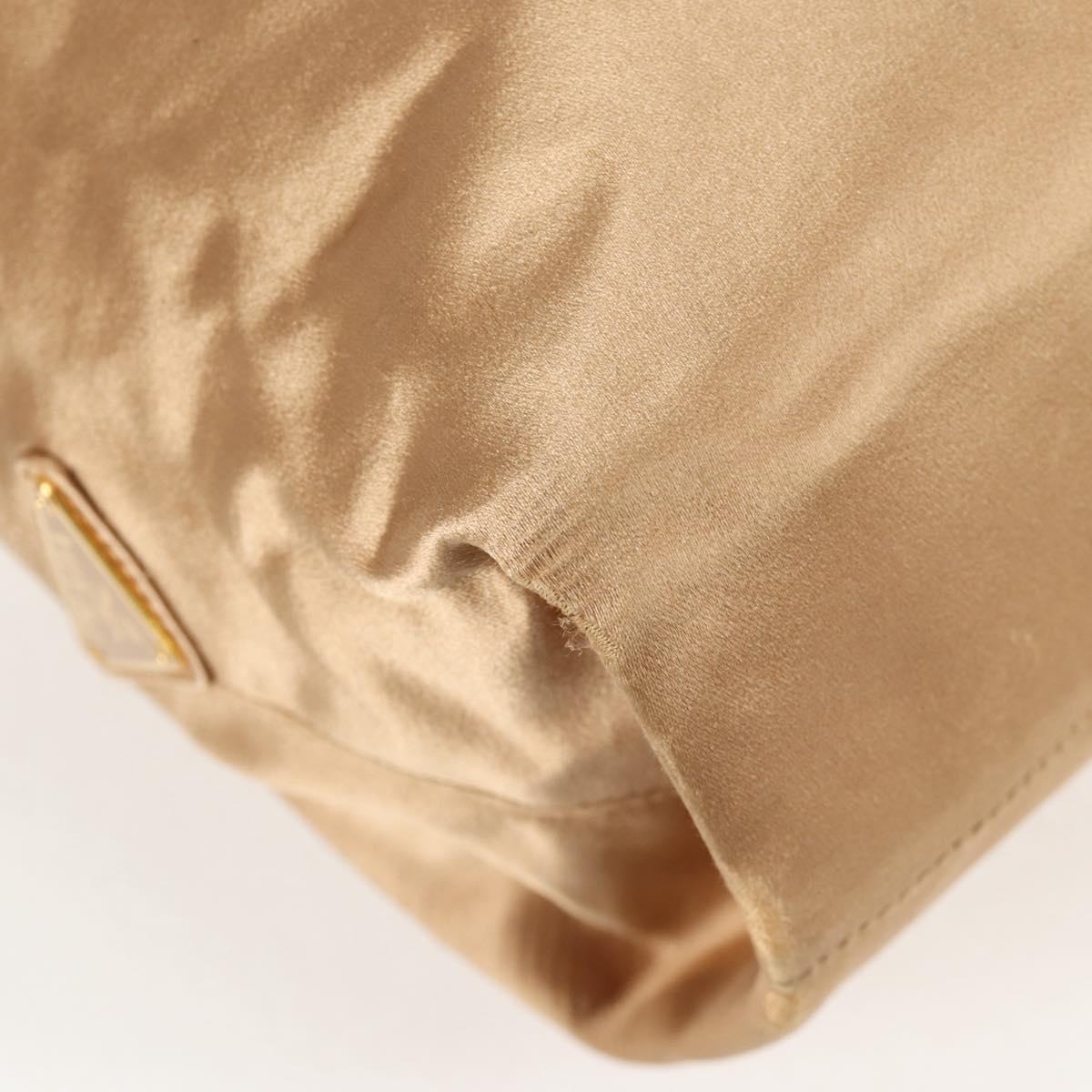 PRADA Chain Tote Bag Satin Gold Auth 129815