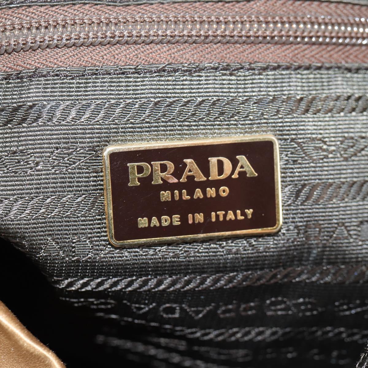 PRADA Chain Tote Bag Satin Gold Auth 129815
