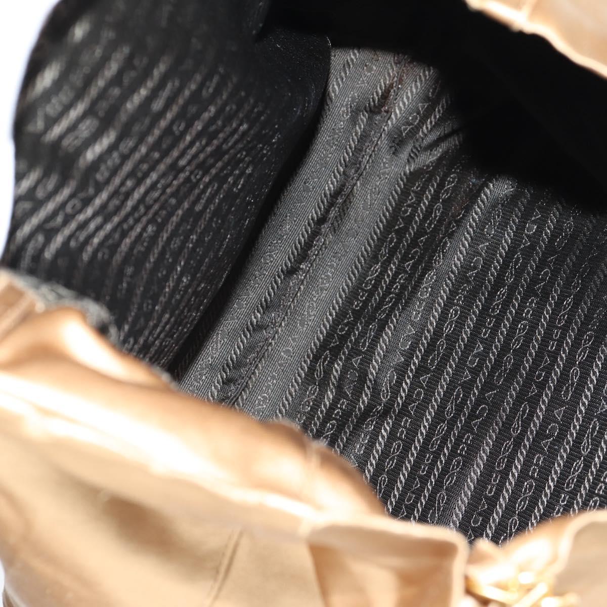 PRADA Chain Tote Bag Satin Gold Auth 129815