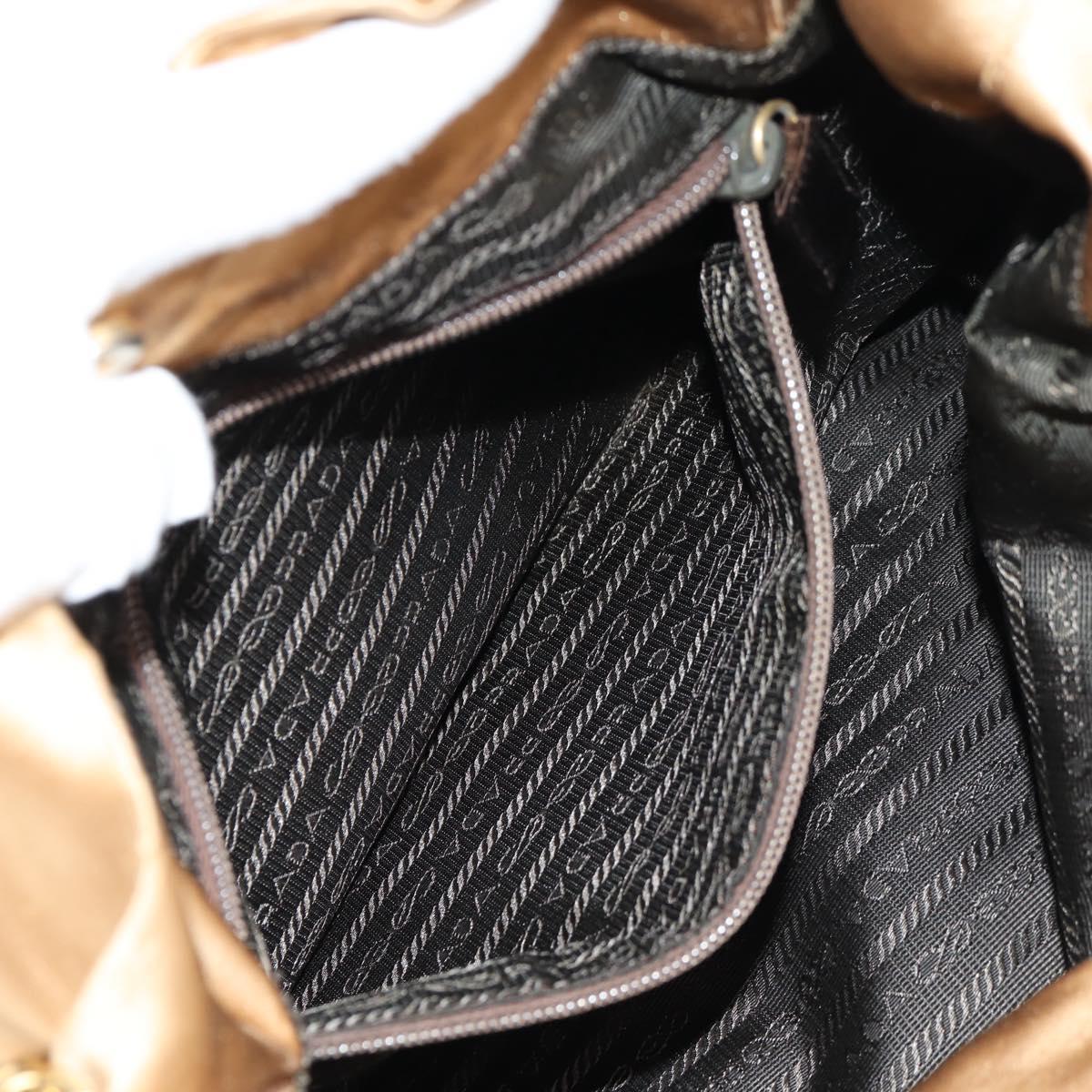 PRADA Chain Tote Bag Satin Gold Auth 129815