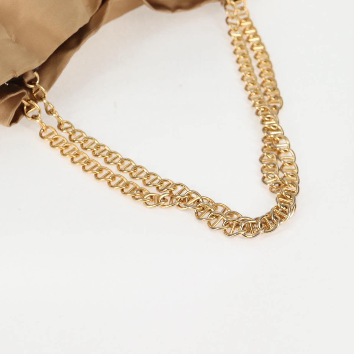 PRADA Chain Tote Bag Satin Gold Auth 129815