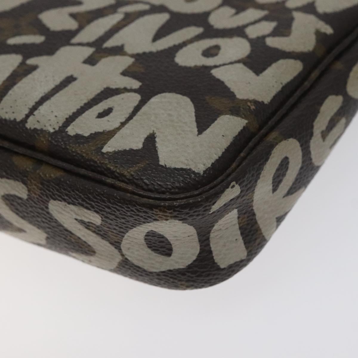 LOUIS VUITTON Monogram Graffiti Pochette Pouch Khaki M92191 LV Auth 129823