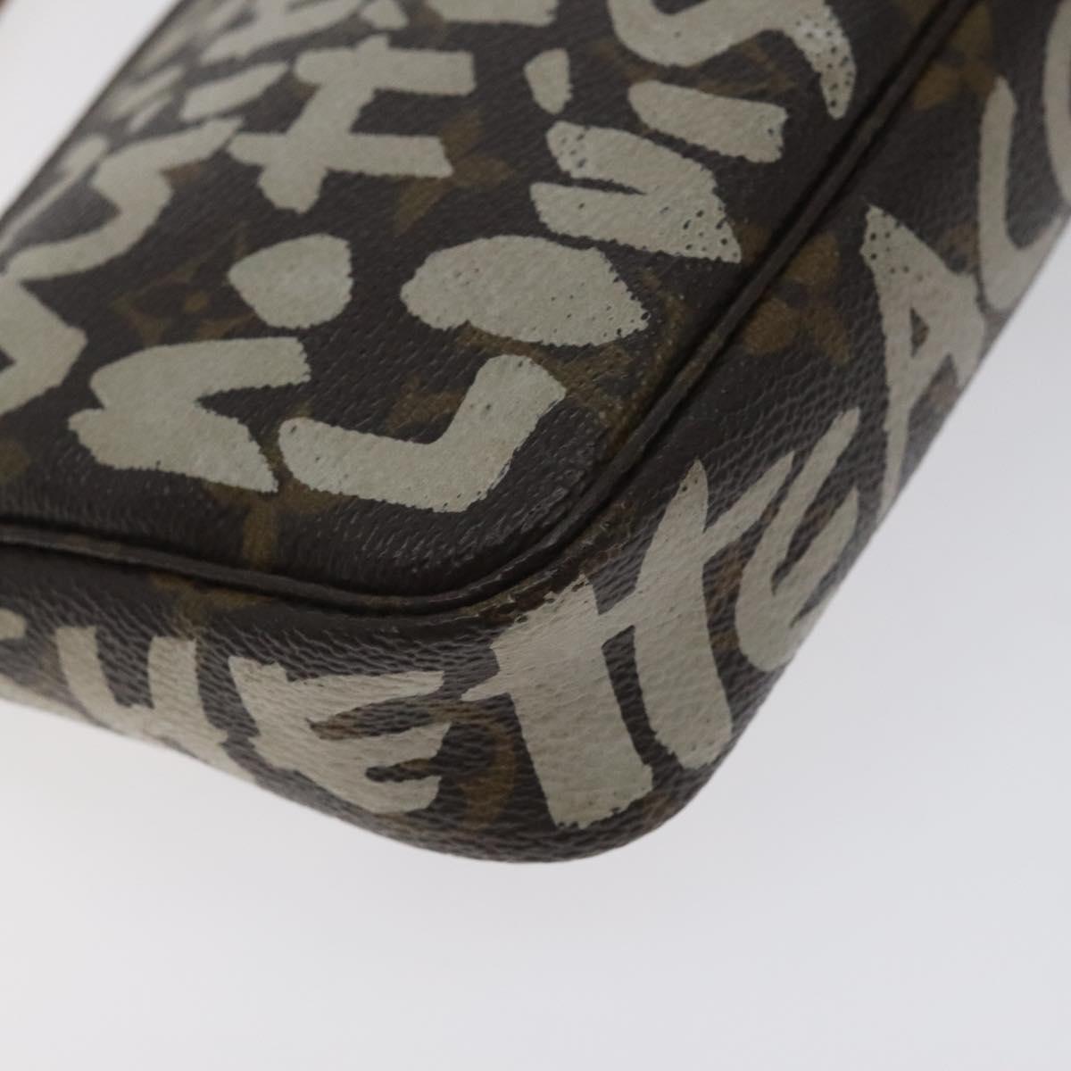 LOUIS VUITTON Monogram Graffiti Pochette Pouch Khaki M92191 LV Auth 129823