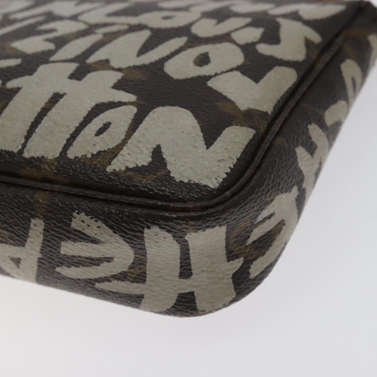 LOUIS VUITTON Monogram Graffiti Pochette Pouch Khaki M92191 LV Auth 129823