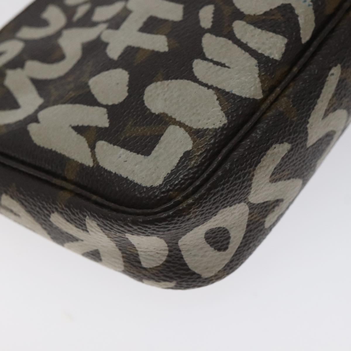 LOUIS VUITTON Monogram Graffiti Pochette Pouch Khaki M92191 LV Auth 129823