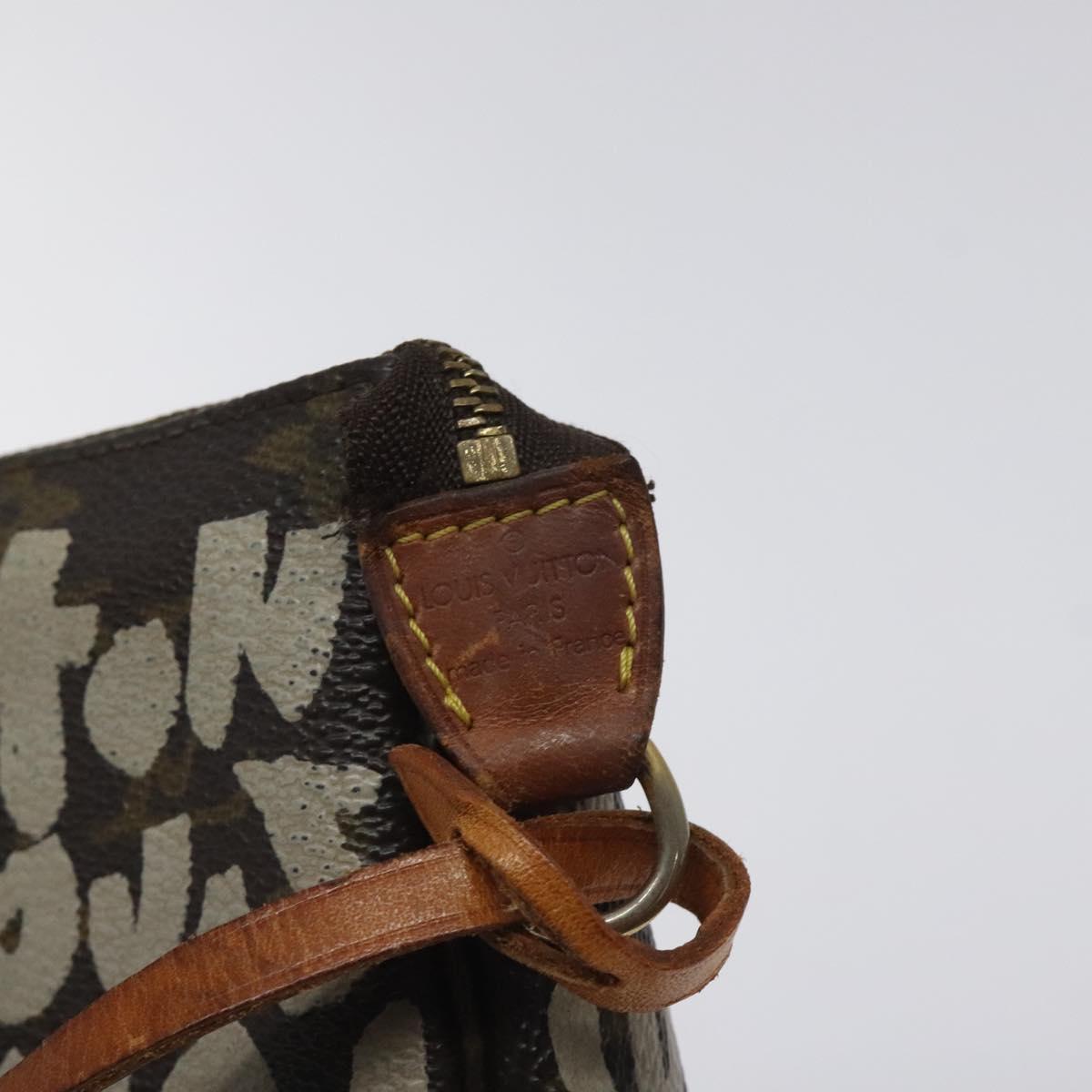 LOUIS VUITTON Monogram Graffiti Pochette Pouch Khaki M92191 LV Auth 129823