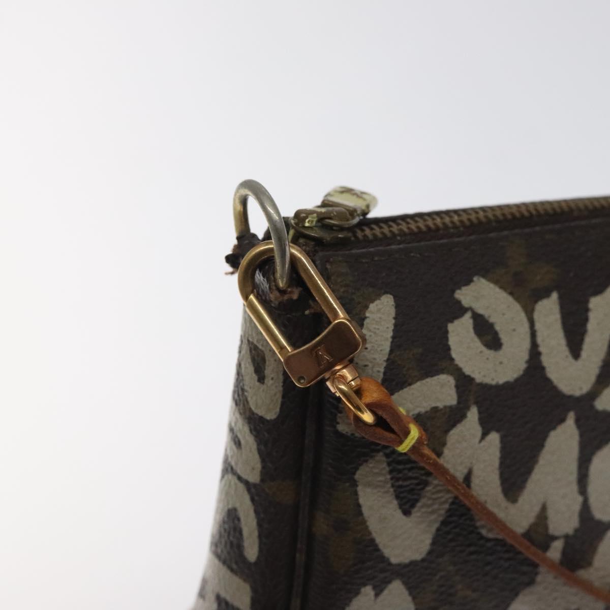 LOUIS VUITTON Monogram Graffiti Pochette Pouch Khaki M92191 LV Auth 129823