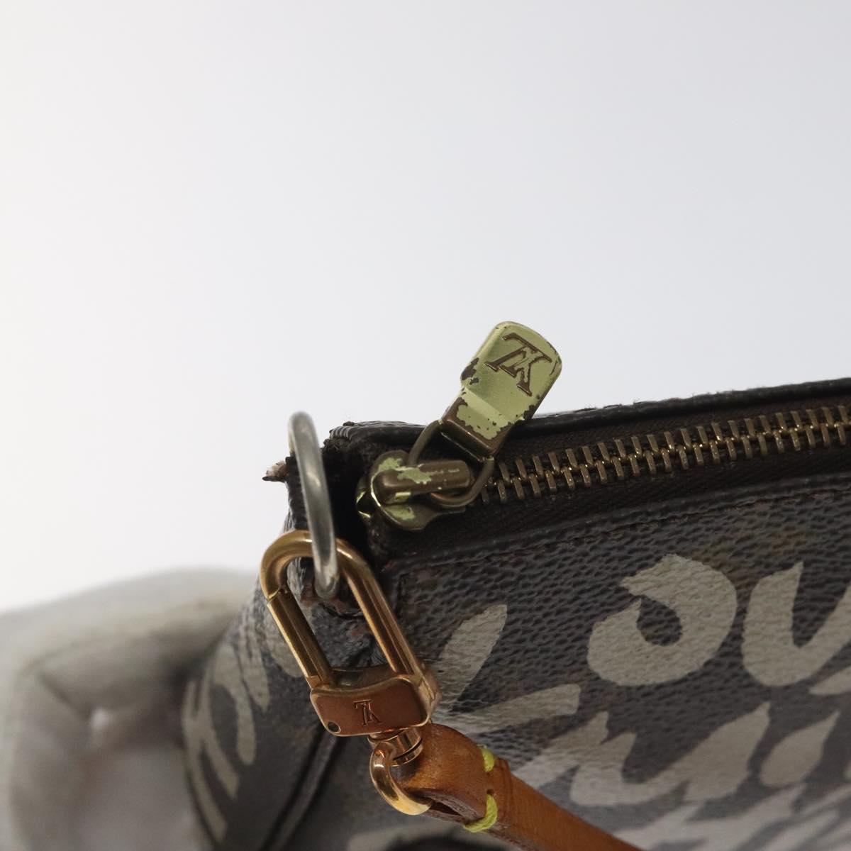 LOUIS VUITTON Monogram Graffiti Pochette Pouch Khaki M92191 LV Auth 129823