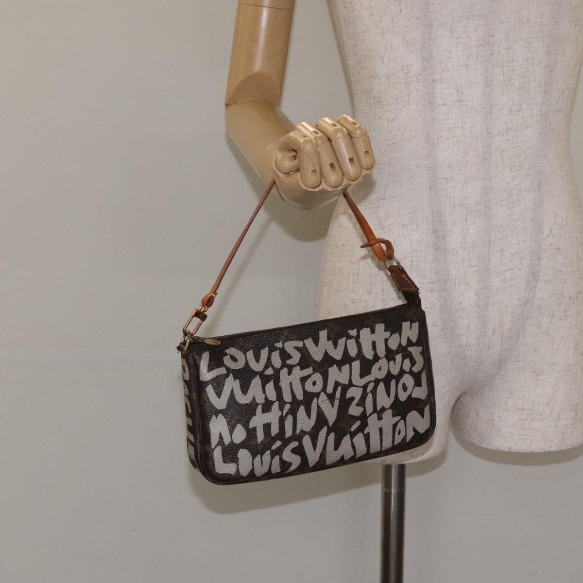 LOUIS VUITTON Monogram Graffiti Pochette Pouch Khaki M92191 LV Auth 129823