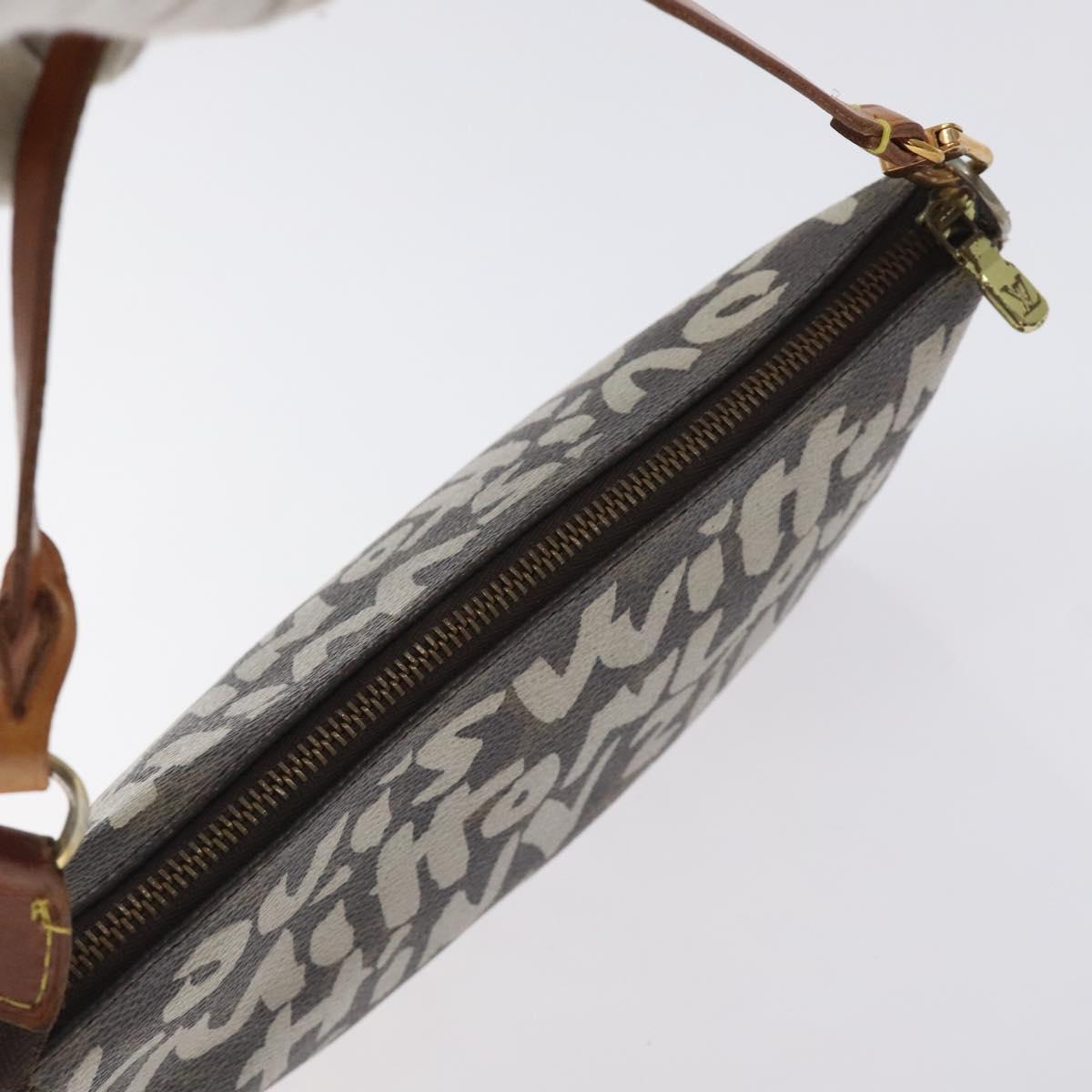 LOUIS VUITTON Monogram Graffiti Pochette Pouch Khaki M92191 LV Auth 129823