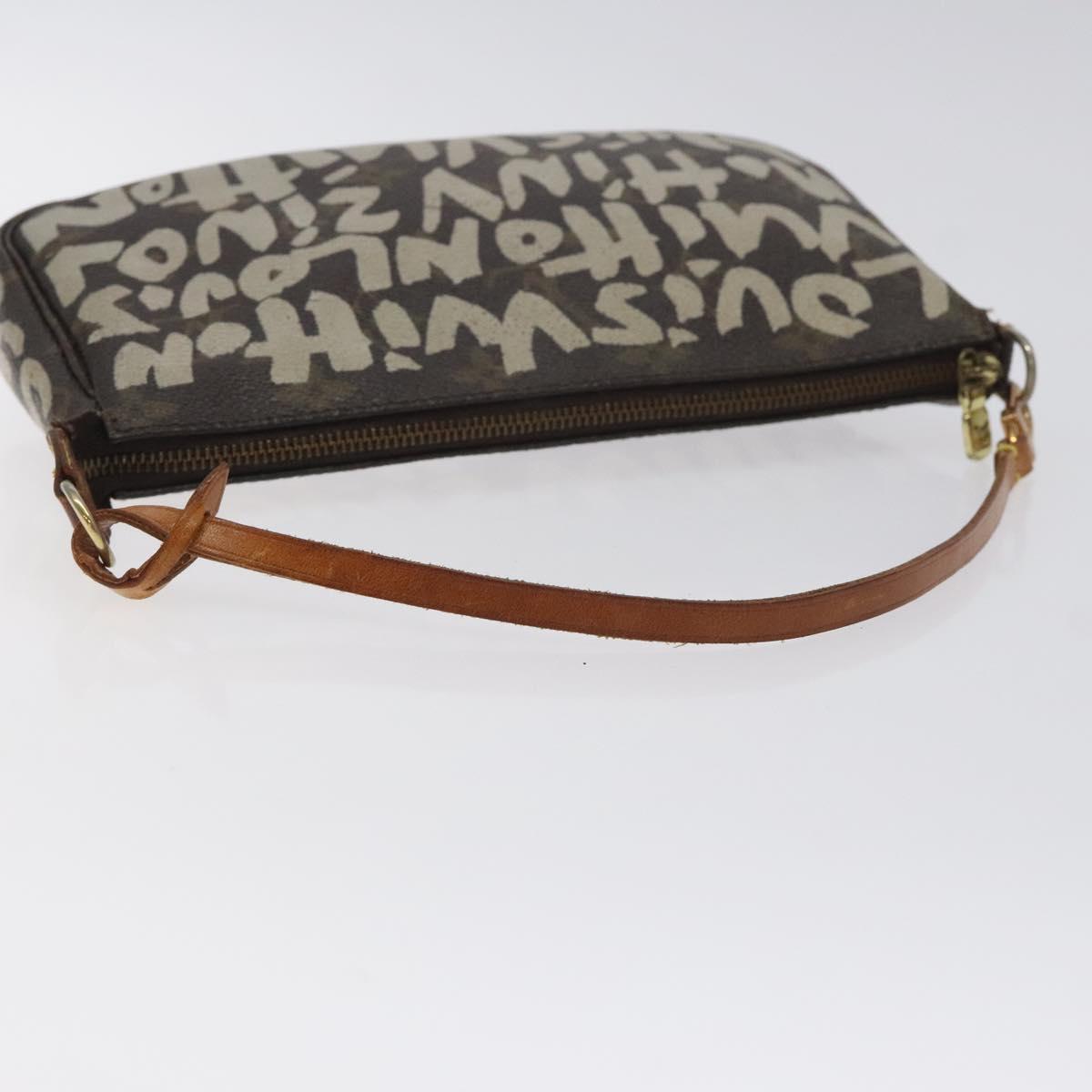 LOUIS VUITTON Monogram Graffiti Pochette Pouch Khaki M92191 LV Auth 129823