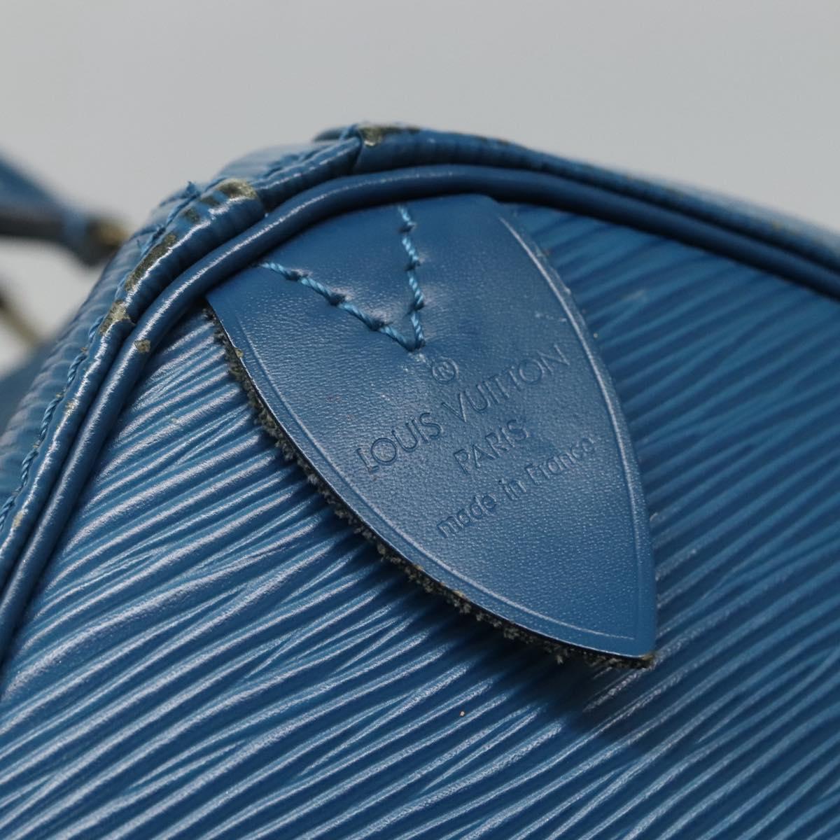 LOUIS VUITTON Epi Speedy 35 Hand Bag Toledo Blue M42995 LV Auth 129906