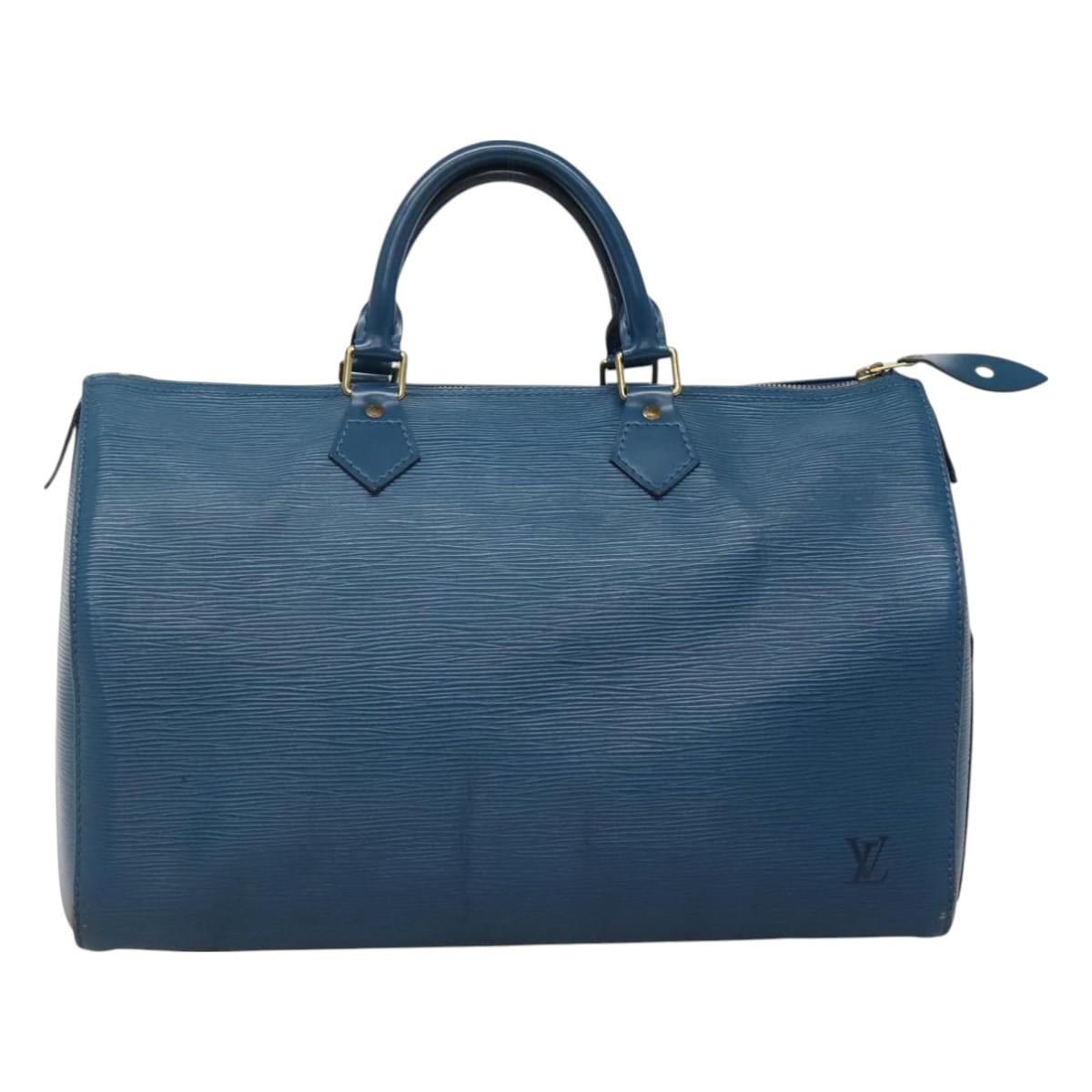 LOUIS VUITTON Epi Speedy 35 Hand Bag Toledo Blue M42995 LV Auth 129906