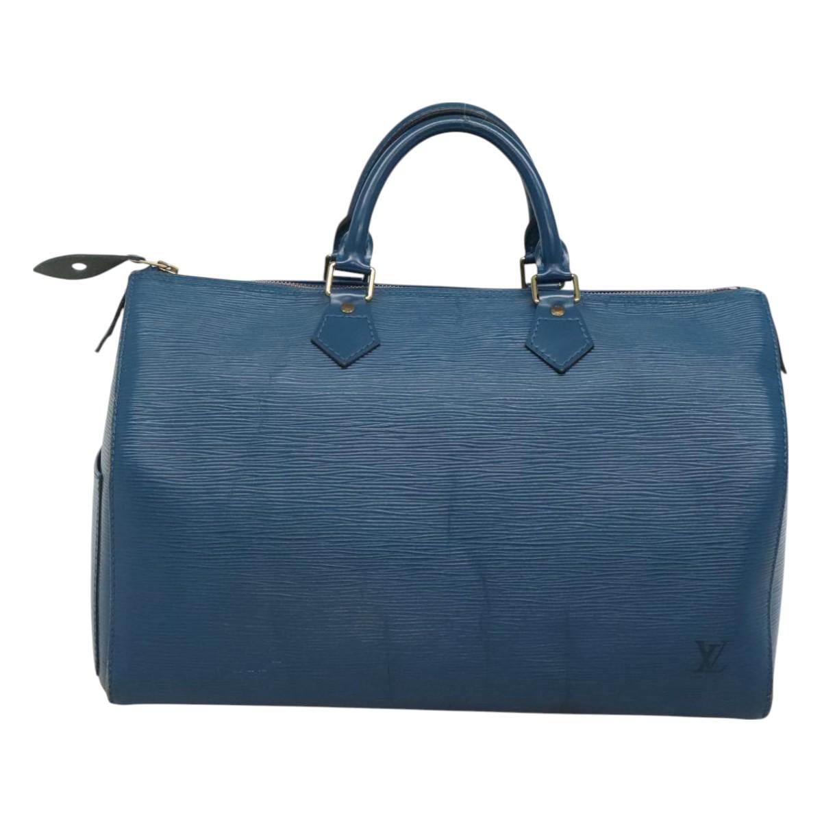 LOUIS VUITTON Epi Speedy 35 Hand Bag Toledo Blue M42995 LV Auth 129906
