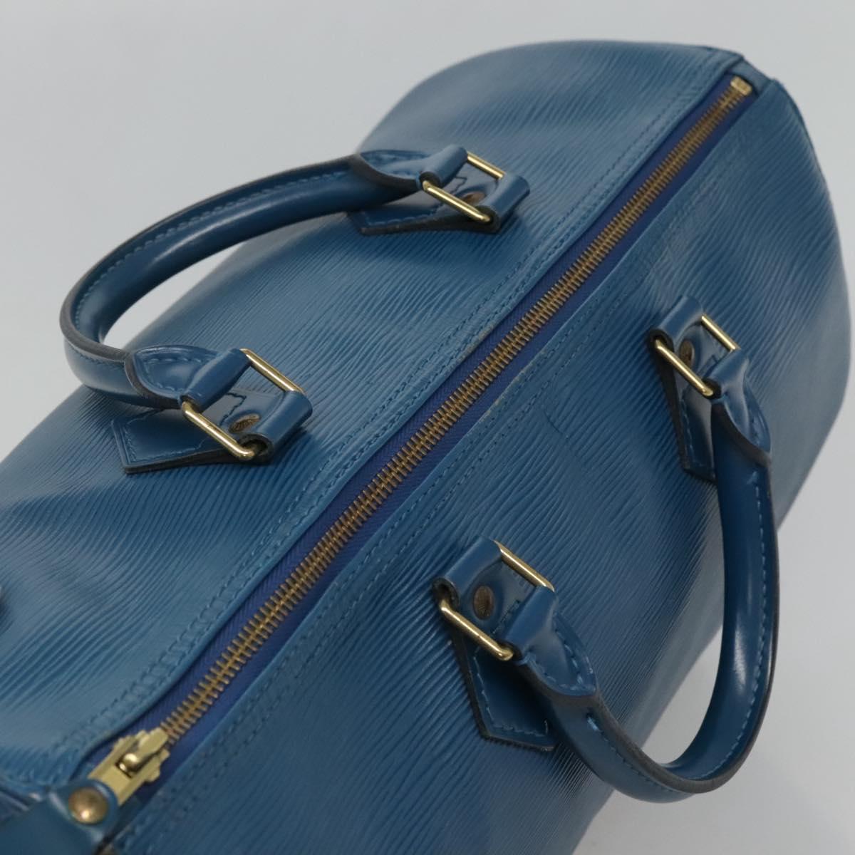 LOUIS VUITTON Epi Speedy 35 Hand Bag Toledo Blue M42995 LV Auth 129906