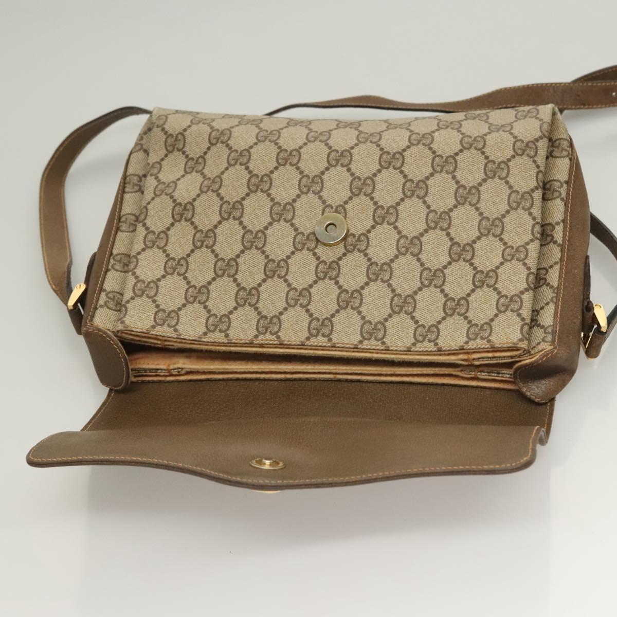 GUCCI GG Supreme Web Sherry Line Bag PVC Beige Gold 904 02 08 Auth 129908