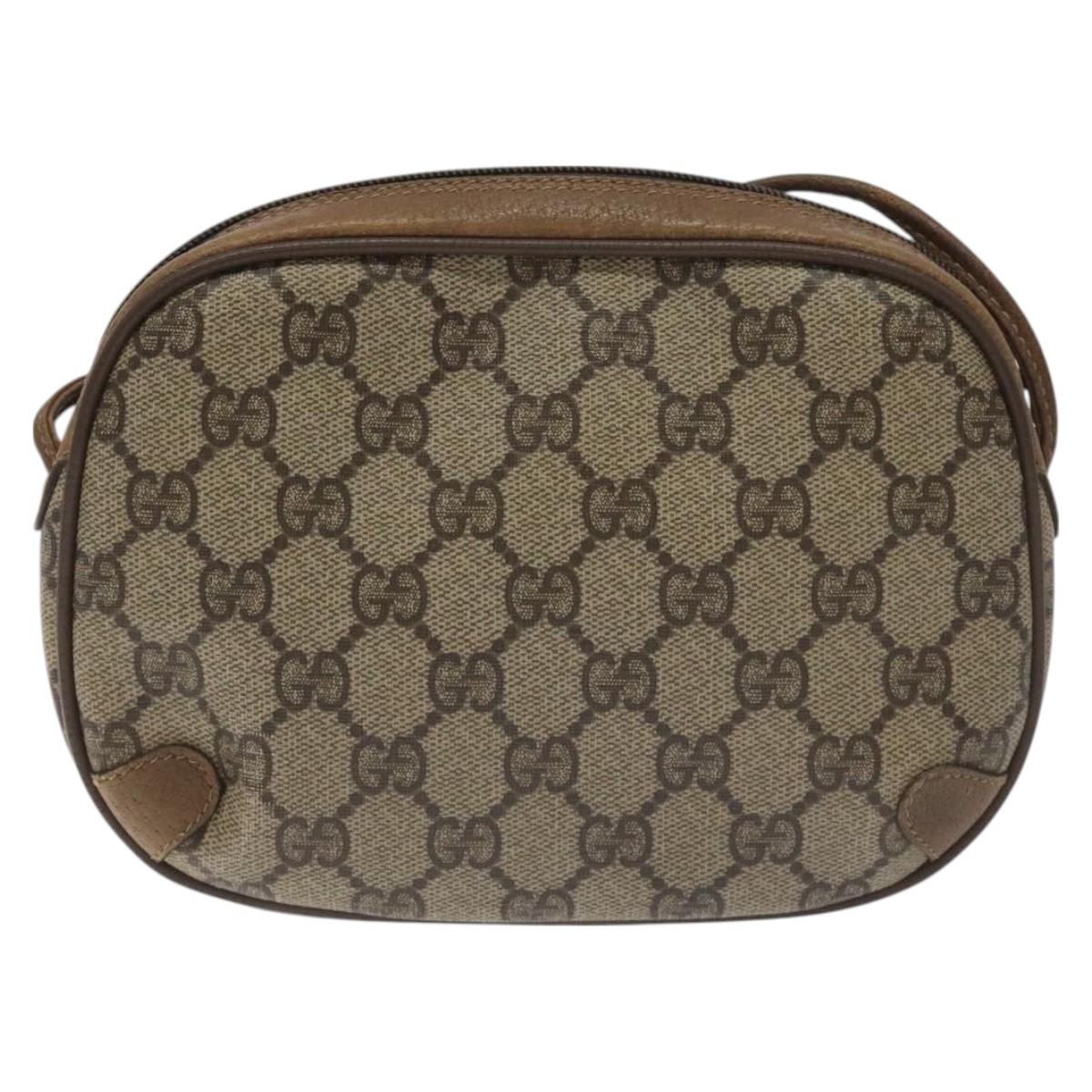 GUCCI GG Supreme Web Sherry Line Bag PVC Beige Gold 89 02 066 Auth 129909