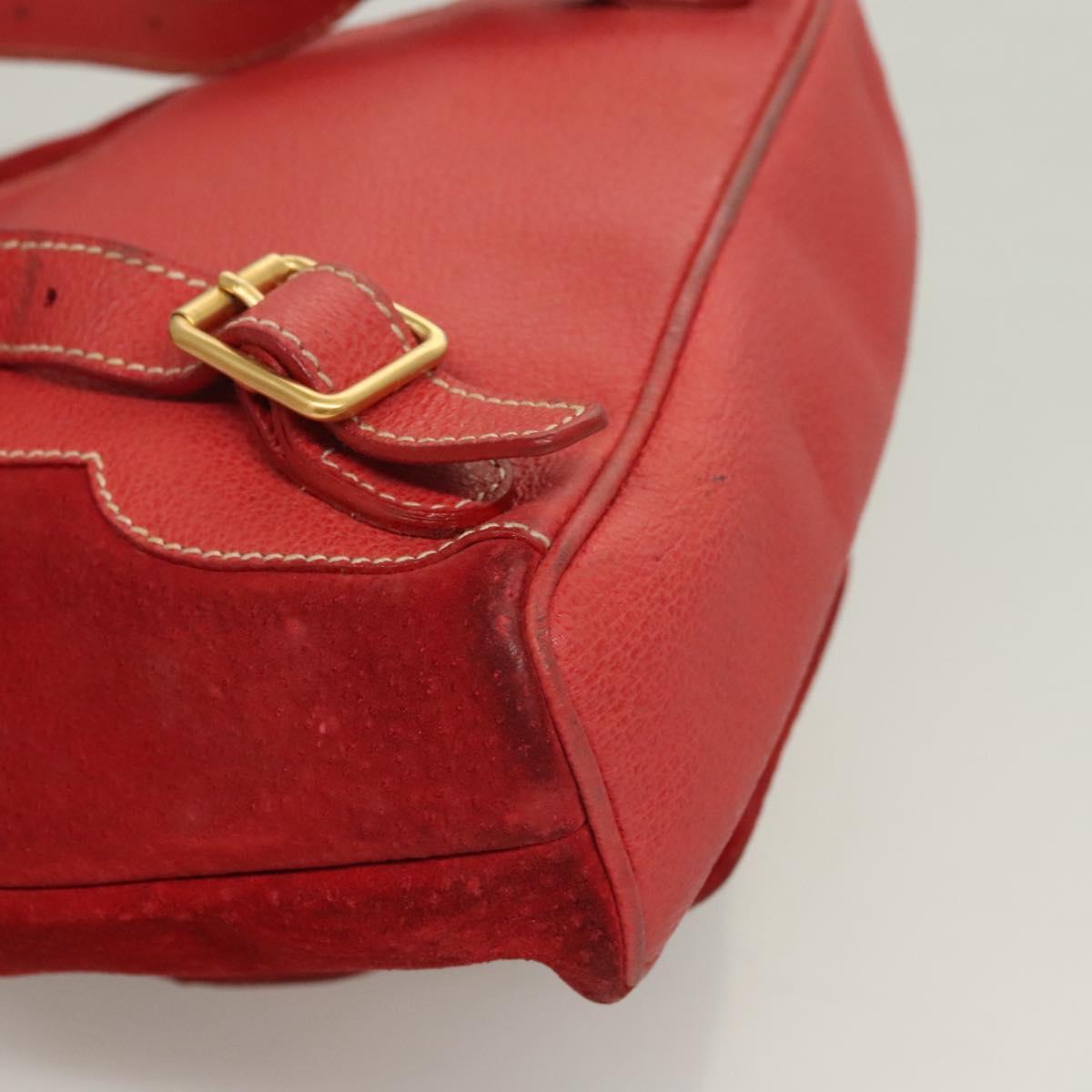GUCCI Bamboo Backpack Suede Leather Red Gold 003 1956 0030 Auth 129916