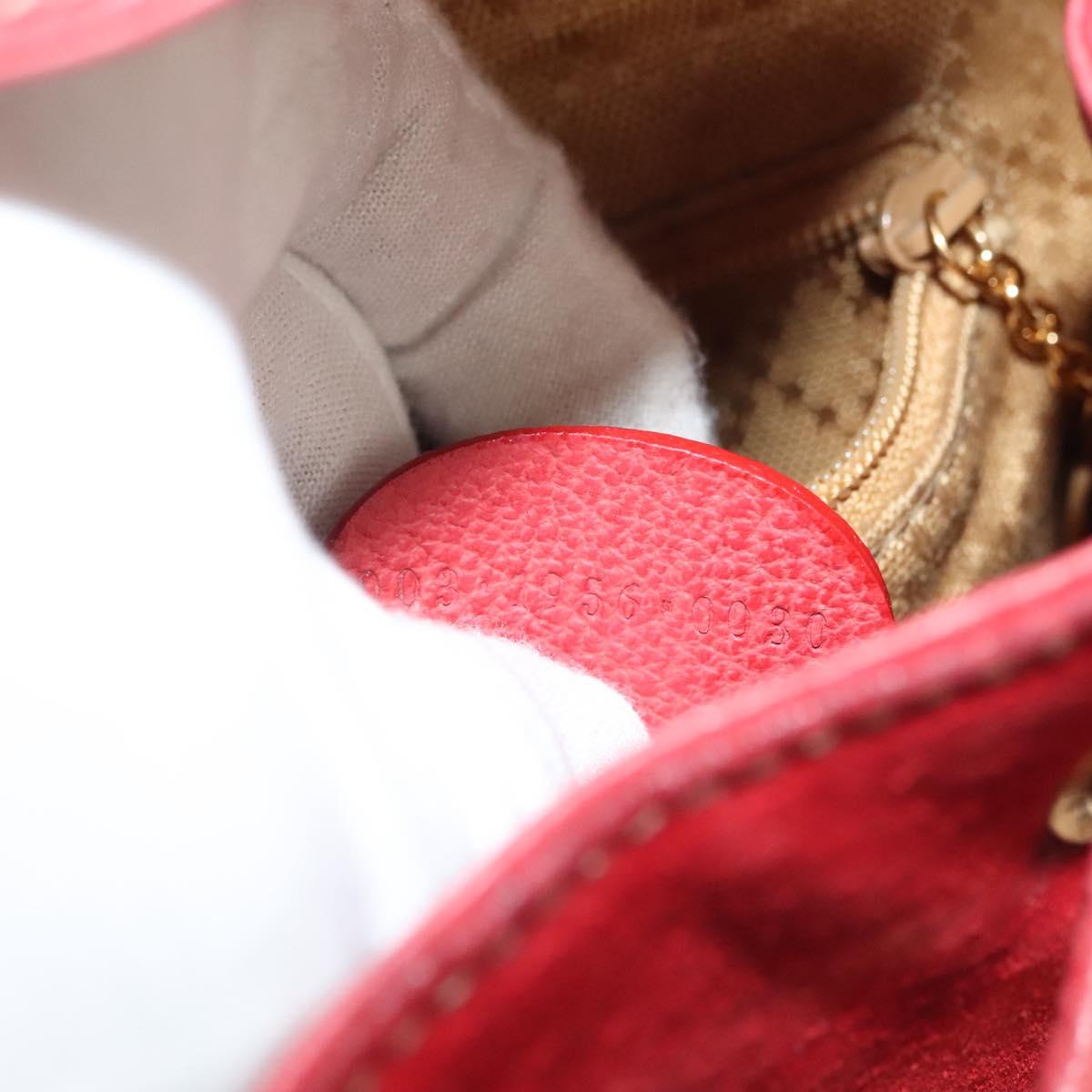 GUCCI Bamboo Backpack Suede Leather Red Gold 003 1956 0030 Auth 129916