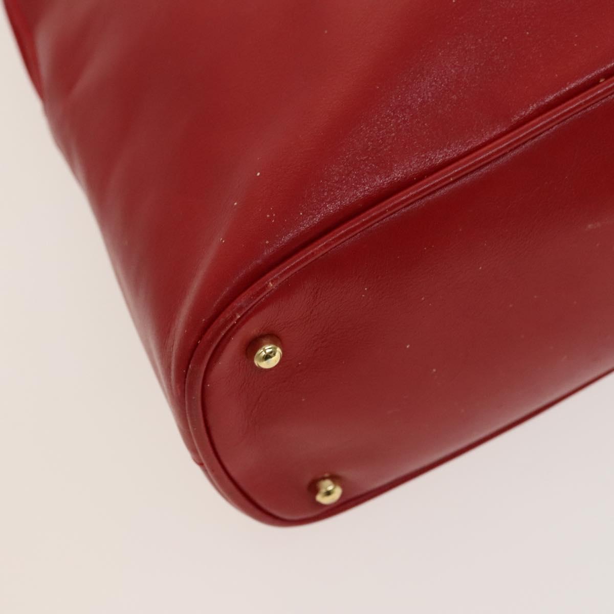 GUCCI Bamboo Hand Bag Leather Red Gold 000 2214 0289 Auth 129921