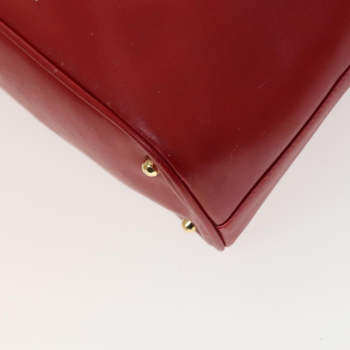 GUCCI Bamboo Hand Bag Leather Red Gold 000 2214 0289 Auth 129921