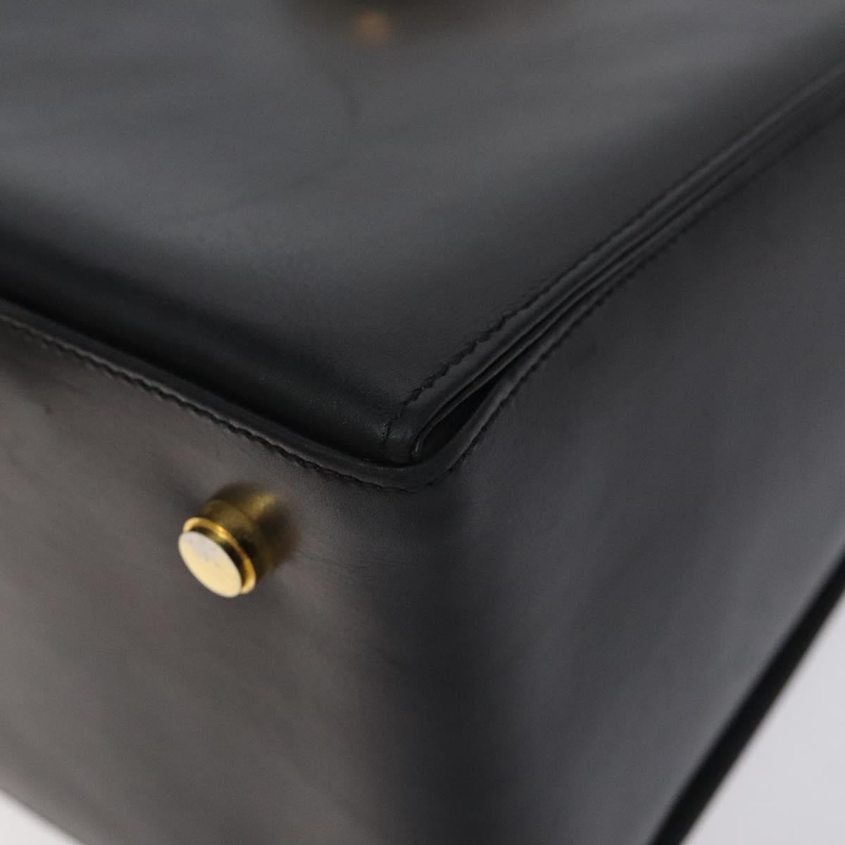 Salvatore Ferragamo Gancini Hand Bag Leather 2way Black Gold Auth 129924