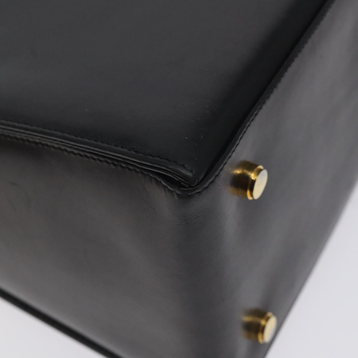 Salvatore Ferragamo Gancini Hand Bag Leather 2way Black Gold Auth 129924
