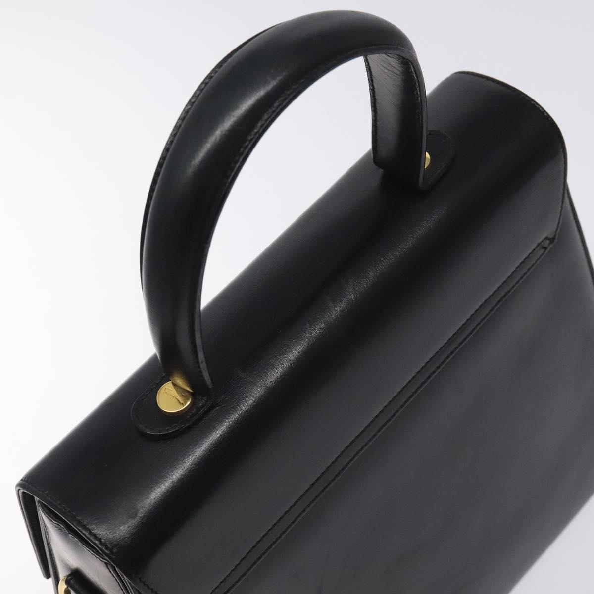 Salvatore Ferragamo Gancini Hand Bag Leather 2way Black Gold Auth 129924