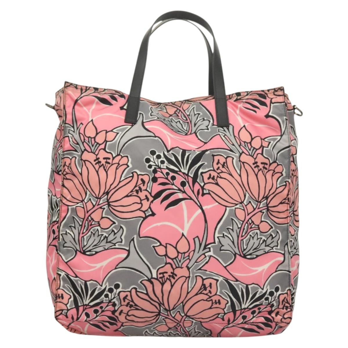 PRADA Tote Bag Nylon 2way Pink Silver Auth 129937