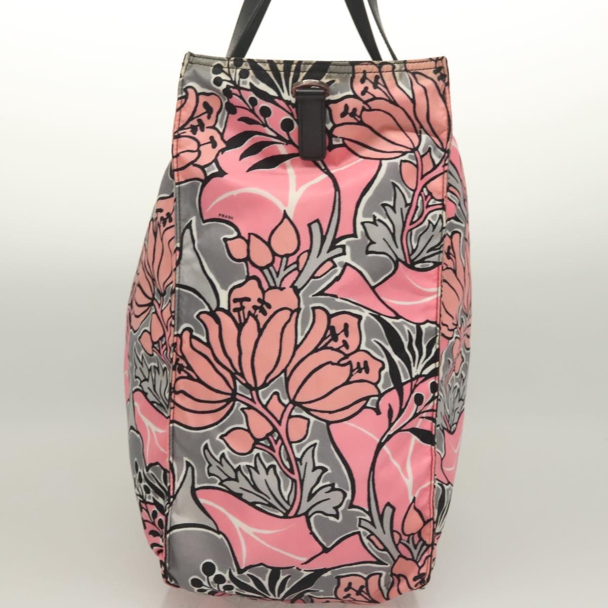 PRADA Tote Bag Nylon 2way Pink Silver Auth 129937