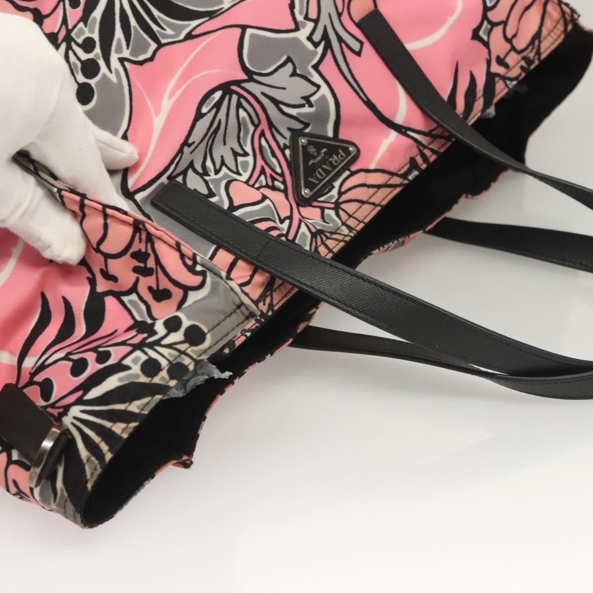 PRADA Tote Bag Nylon 2way Pink Silver Auth 129937