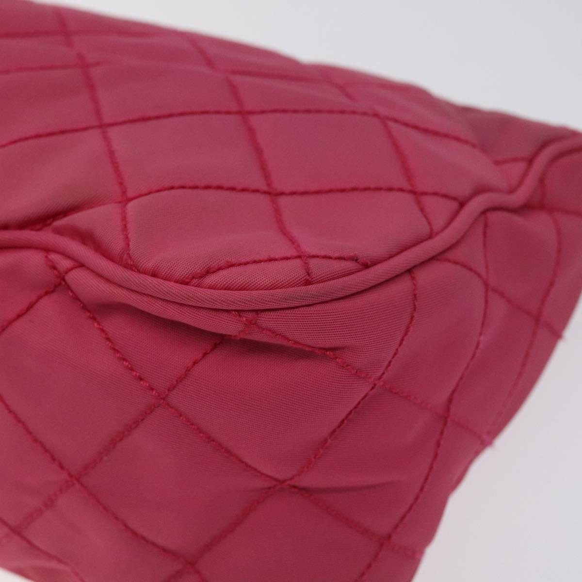 PRADA Pouch Nylon Pink Silver Auth 129940