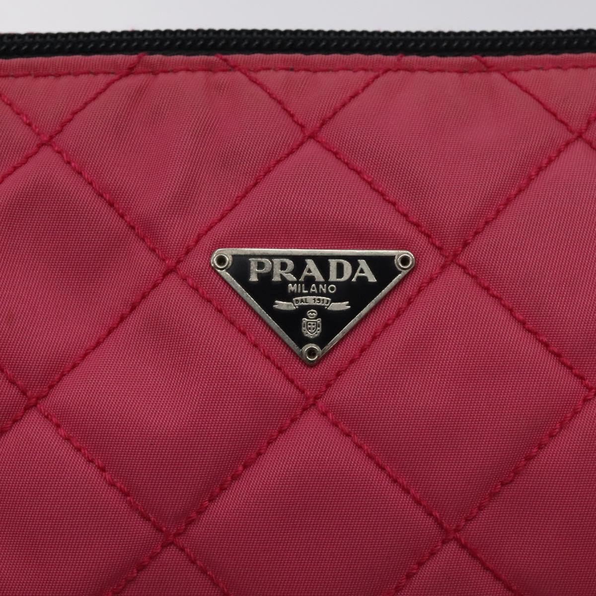 PRADA Pouch Nylon Pink Silver Auth 129940