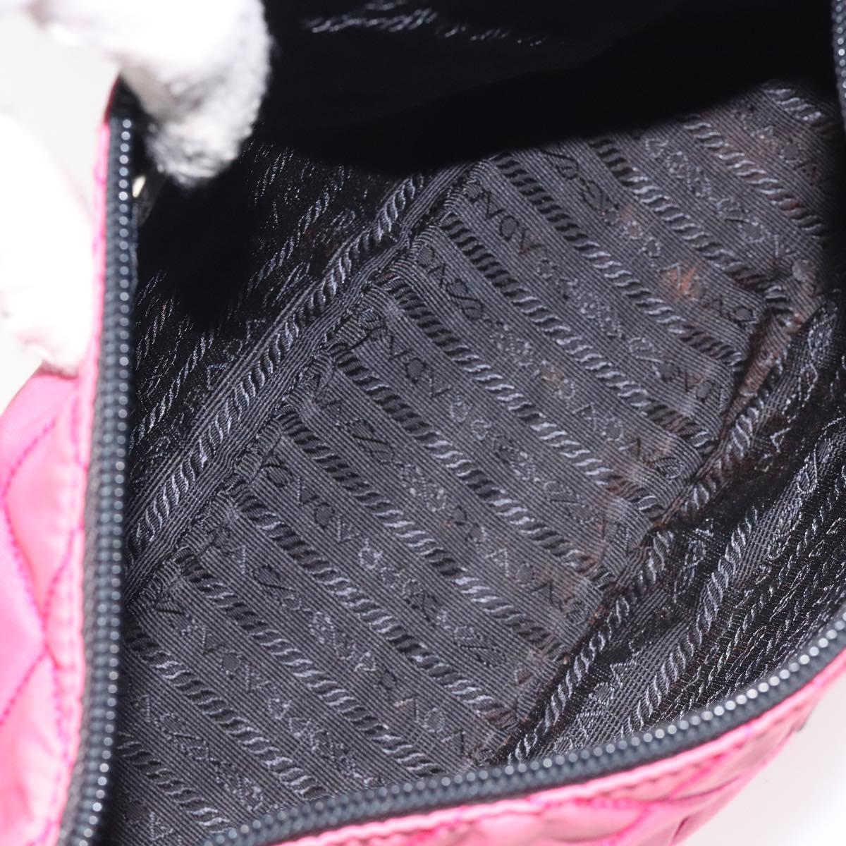 PRADA Pouch Nylon Pink Silver Auth 129940