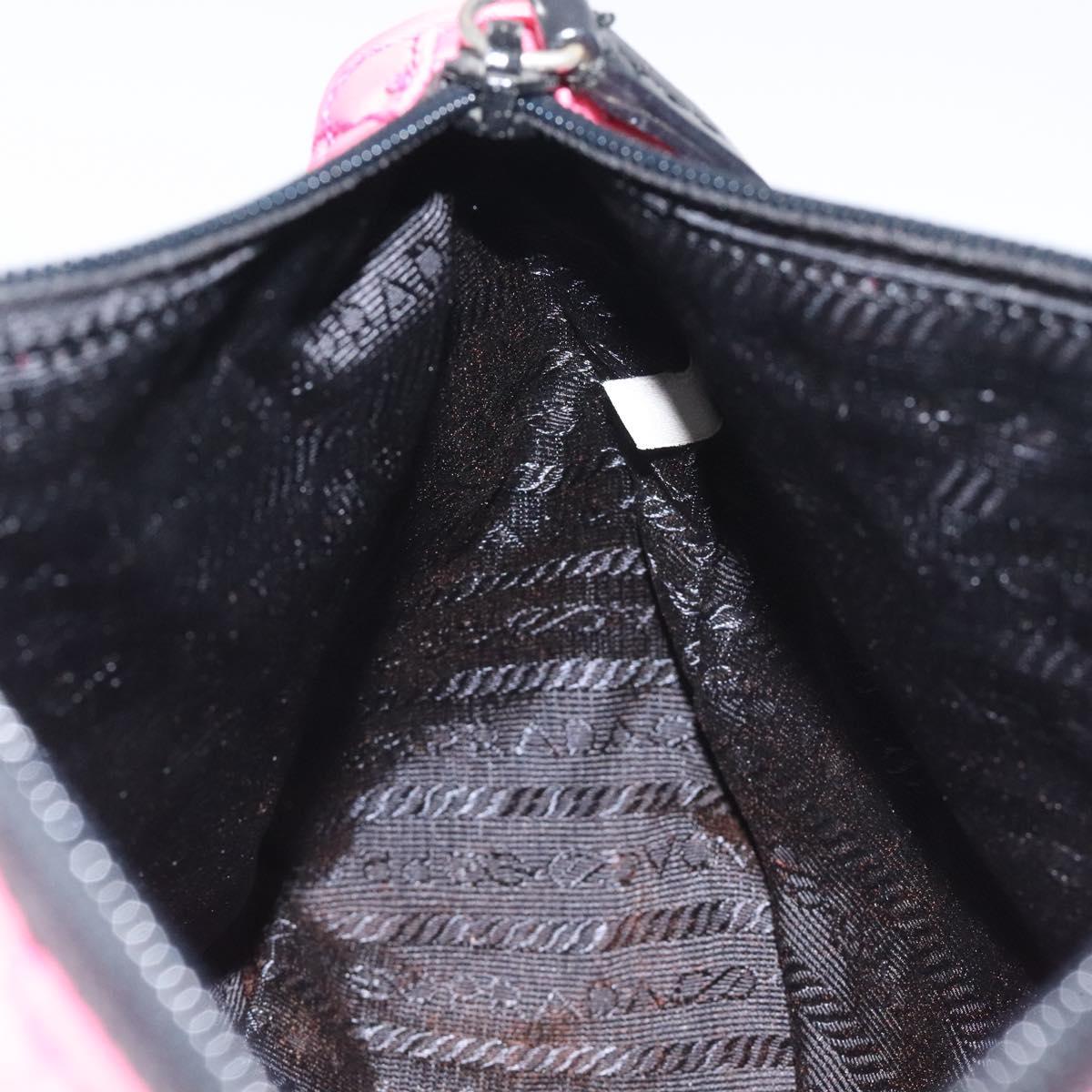 PRADA Pouch Nylon Pink Silver Auth 129940