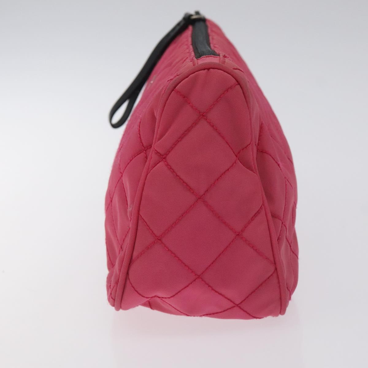 PRADA Pouch Nylon Pink Silver Auth 129940